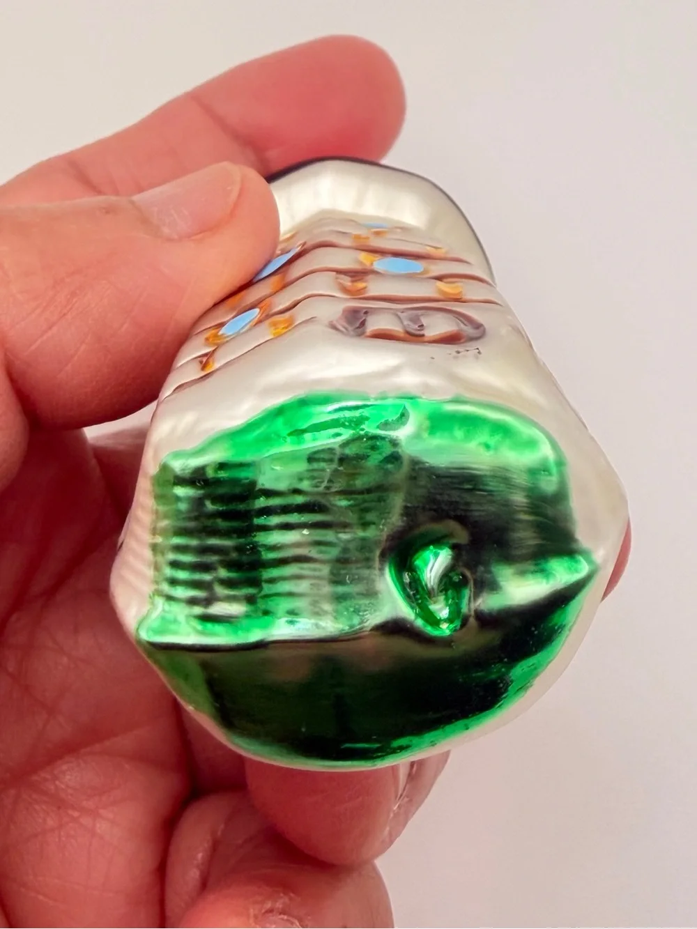 Red and Silver Glass Lighthouse Holiday Ornament